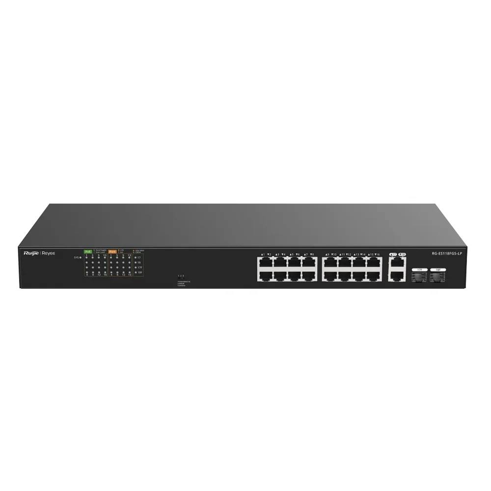 Switch PoE+ no Administrable, Hasta 120 Watts, Ideal para CCTV, 16 Puertos PoE +10/100, 2 Uplinks Gigabit y 2 SFP COMBO