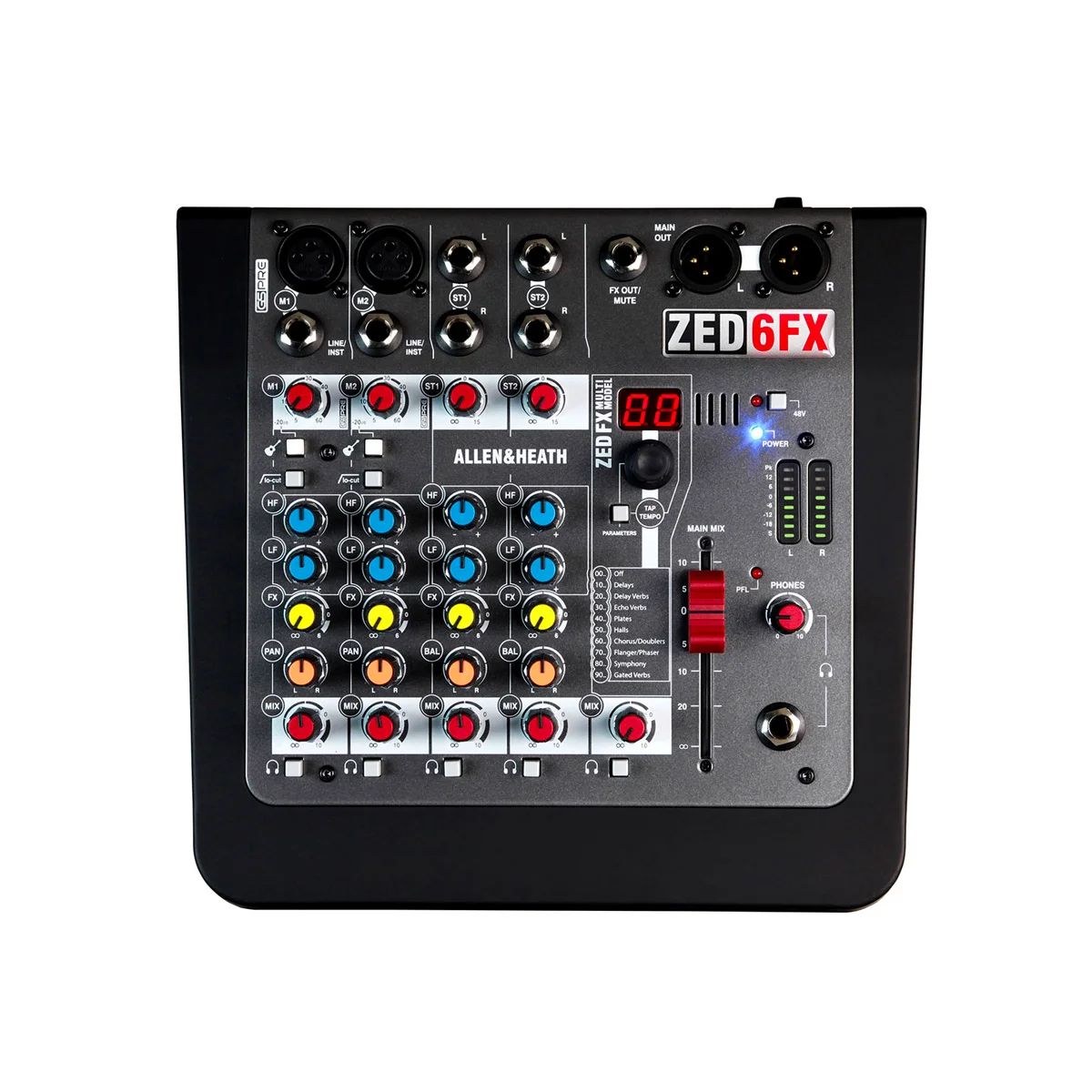 ALLEN & HEATH ZED-6FX Mezcladora de audio de 6 canales con efectos